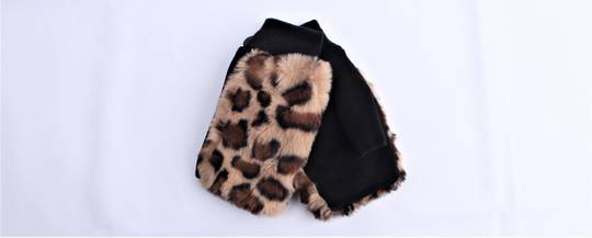 Shackelford animal print fingerless faux fur  glove brown Style; S/LK4962BRN